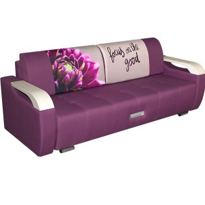 Sofa with wooden armrests